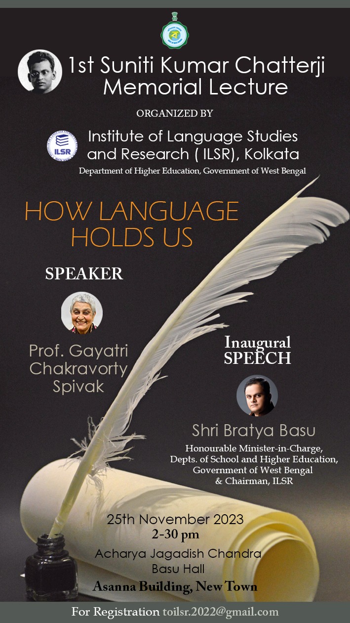 How language holds us - Speaker: Prof. Gayatri Chakravorty Spivak: 25 November 2023